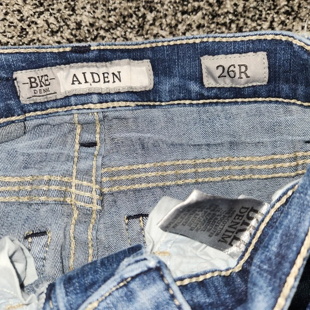 Bke Aiden Boys Jeans Size 26 R, Stretch Darkwash Thick Stitch 30